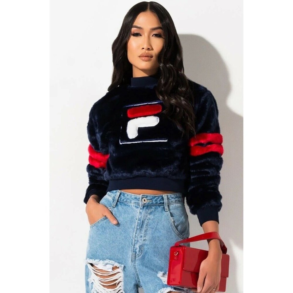 Fila Cristabel Faux Fur Crop Sweatshirt